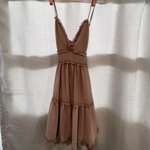 Pink Tiered Frilled Satin Dress